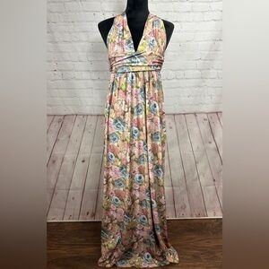 Dainty Hooligan‎ Lisette Floral halter v-neck maxi dress, sz S, NWT